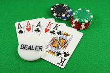 Full House With A Dealer Chip On Top Royalty Free Stock Photos Full House With A Dealer Chip On Top Royalty Free Stock Photos