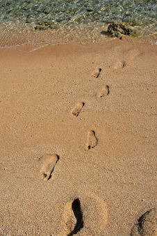 Footsteps On Sand Royalty Free Stock Images Footsteps On Sand Royalty Free Stock Images