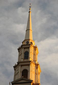 Church Steeple At Dawn Stock Image