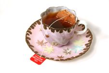 Antique Cup With Tea Bag. Stock Photography Antique Cup With Tea Bag. Stock Photography