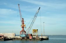 Cranes On Port Royalty Free Stock Photography Cranes On Port Royalty Free Stock Photography