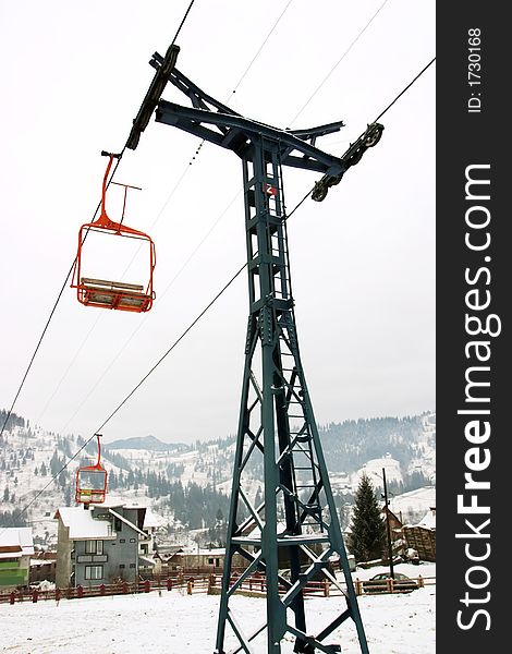 Steel pole cable railway detail