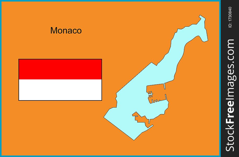 Vector map and flag of Europe country Monaco