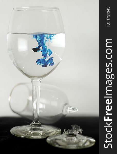 Wine Glass Blue Drops