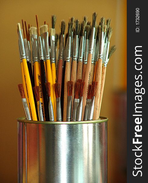 A collection of paint brushes.