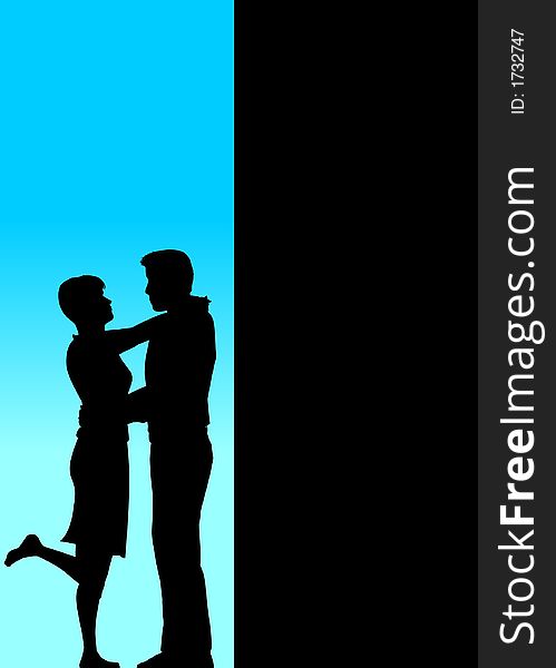 Romantic Couple Silhouette with copyspace