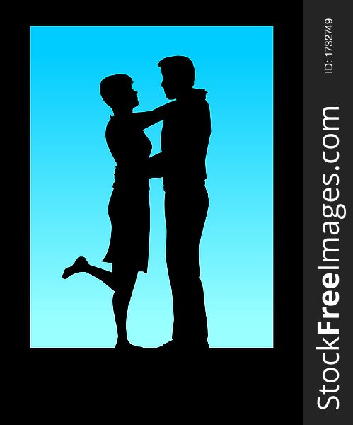 Romantic Couple Silhouette with copyspace