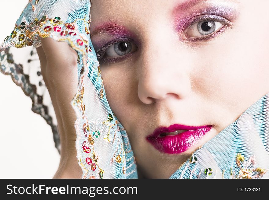 Model posing with a scarf. Model posing with a scarf