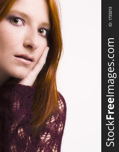 A model posing in the photo studio. A model posing in the photo studio