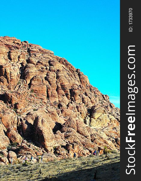 Mountains at red rock canyon with hikers. Mountains at red rock canyon with hikers