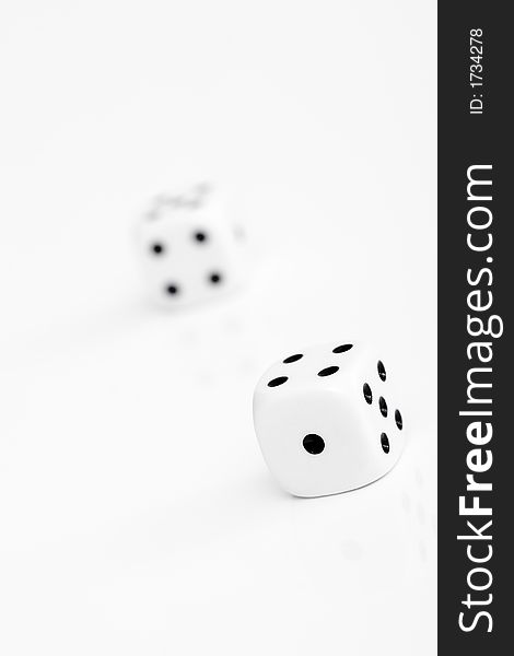 Dice on white background, two, play, game,