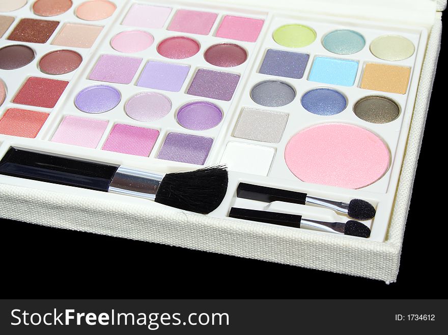 Colorful makeup case on a black background