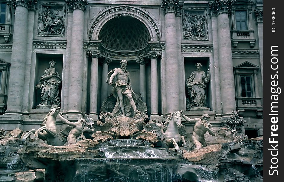 The famous Trevi fountain in Rome. The famous Trevi fountain in Rome