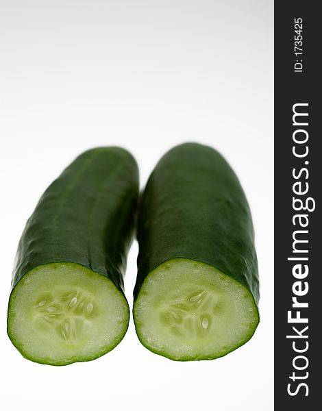Cucumber, cross section is visible. Cucumber, cross section is visible.