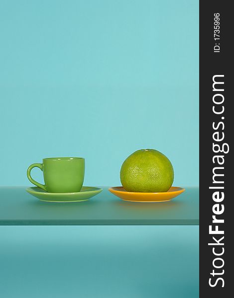 Abstract composition with melon and cup. Abstract composition with melon and cup