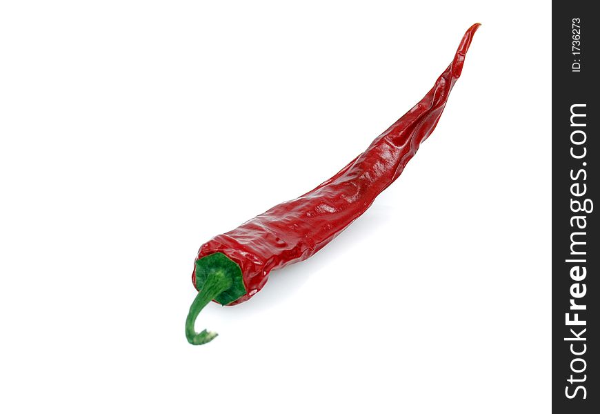 Red hot chili pepper on pure white background
