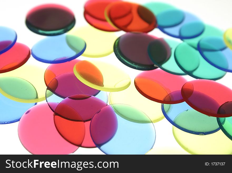 Mix of circular transparent colored chips