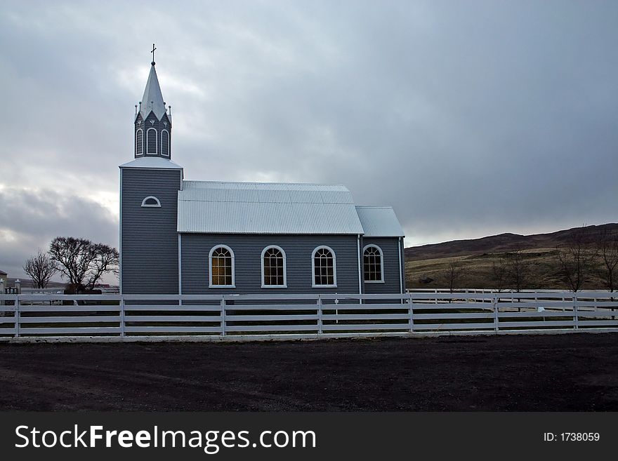 Church on farm in Iceland