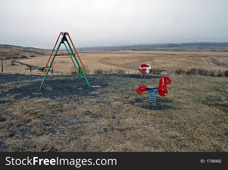 Deserted playground for children in Iceland