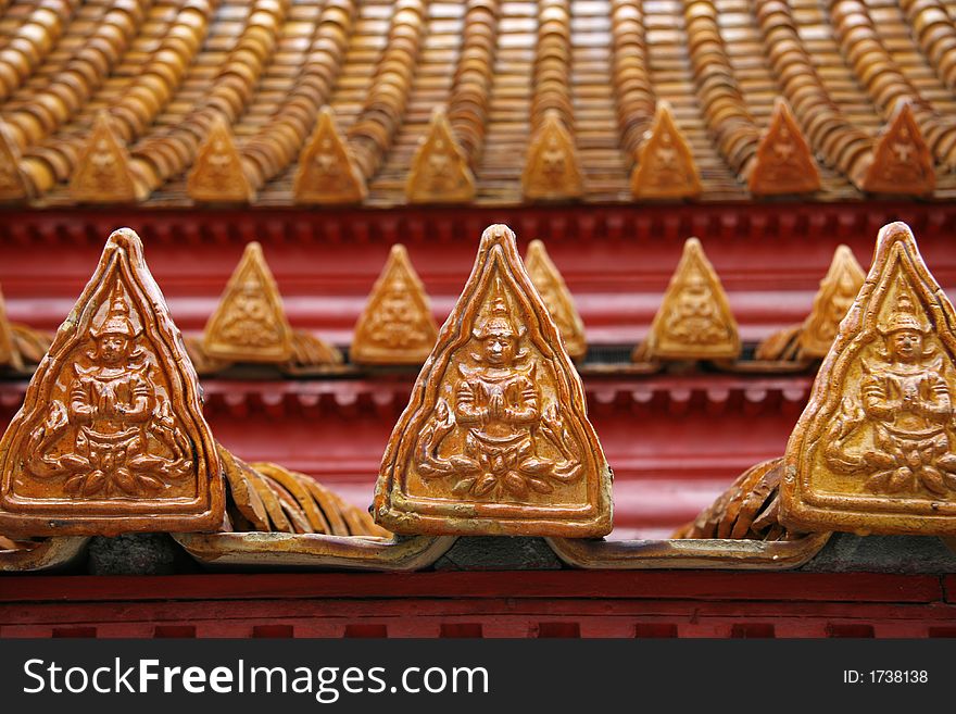 Close-up view of tiles on the roof of Marble Temple in Bangkok, Thailand. Close-up view of tiles on the roof of Marble Temple in Bangkok, Thailand