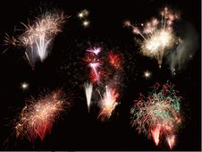 Collection Of Fireworks Royalty Free Stock Image