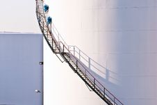 White Tanks In Tank Farm With Blue Sky Royalty Free Stock Image White Tanks In Tank Farm With Blue Sky Royalty Free Stock Image