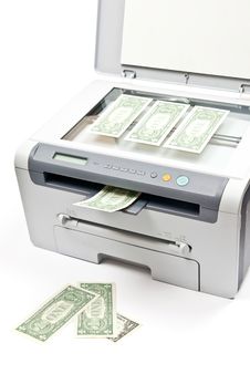 Printer And Money Stock Photo Printer And Money Stock Photo