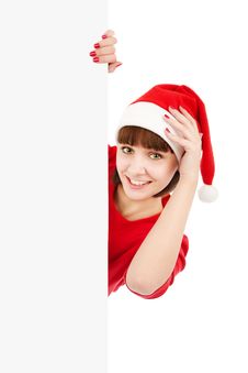 Santa Woman Holding Blank Sign Billboard Royalty Free Stock Photos Santa Woman Holding Blank Sign Billboard Royalty Free Stock Photos