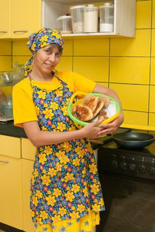 The Young Woman Bakes Pies Stock Images The Young Woman Bakes Pies Stock Images