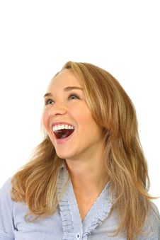 Portrait Of A Beautiful Young Woman, Looking Up Royalty Free Stock Photo Portrait Of A Beautiful Young Woman, Looking Up Royalty Free Stock Photo
