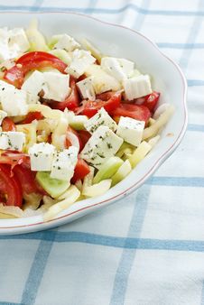 Salad With Feta Cheese, Tomato And Corn Stock Photo Salad With Feta Cheese, Tomato And Corn Stock Photo