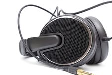 Isolated Black Headphones Close Up Royalty Free Stock Image