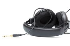 Big Black Isolated Headphones Royalty Free Stock Photography