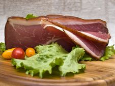 Slices Of Bacon On The Wooden Plate With Kni Royalty Free Stock Photo Slices Of Bacon On The Wooden Plate With Kni Royalty Free Stock Photo