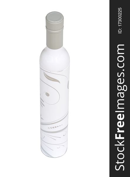 White plastic bottle with beautifil pattern.