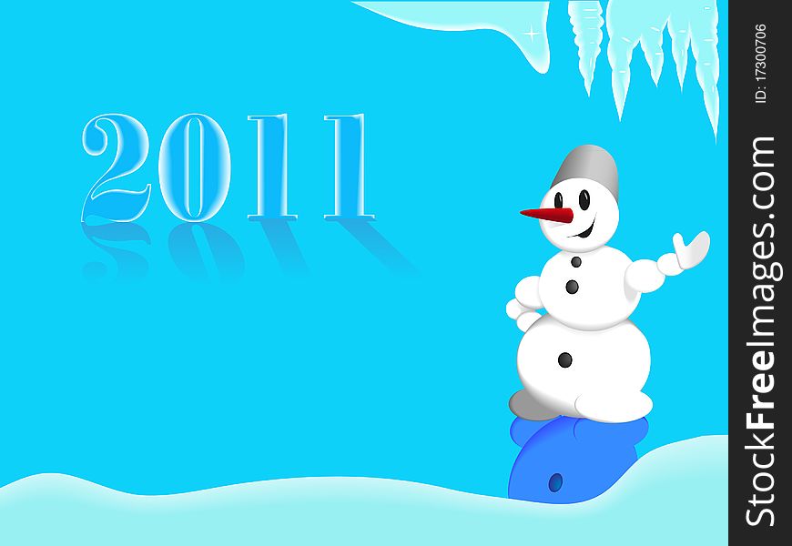 Abstract winter background with snowman. Abstract winter background with snowman