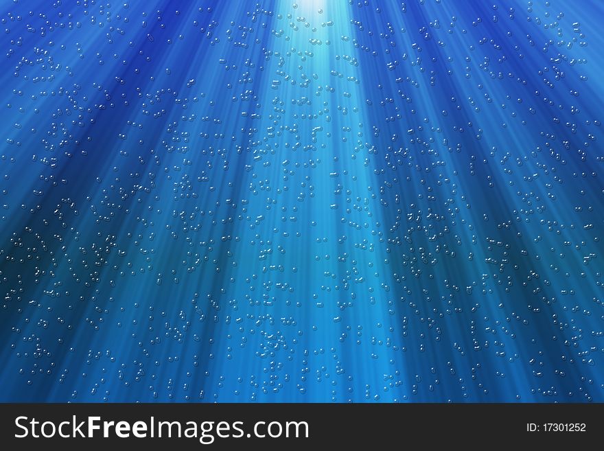 Rays of sunlight under water