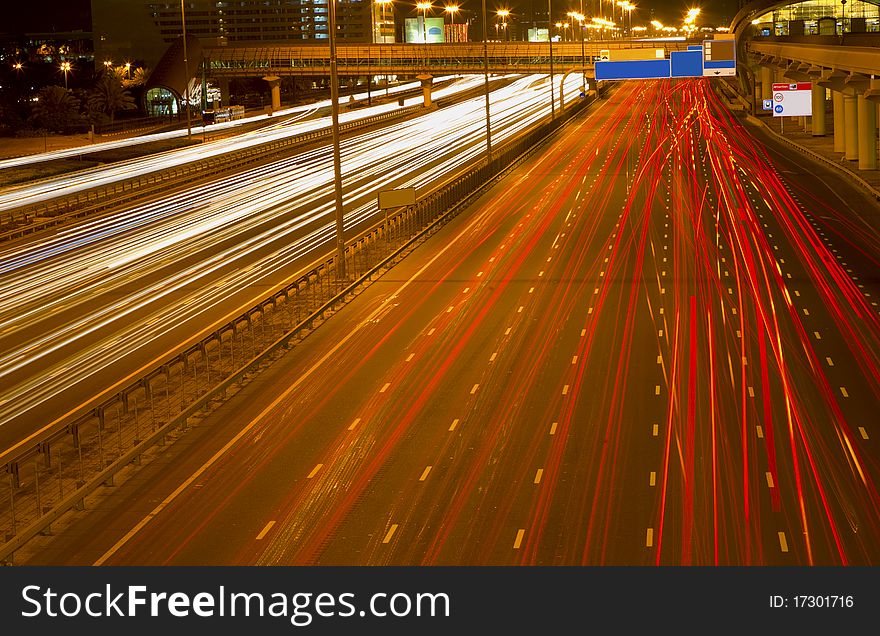 Traffic on the night road