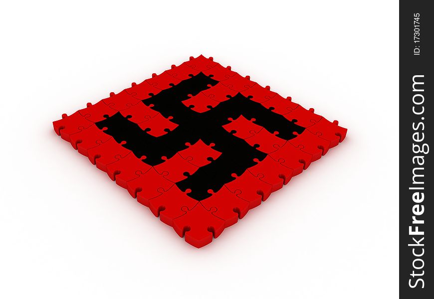 3D Swastika made with Jigsaw Puzzles. 3D Swastika made with Jigsaw Puzzles