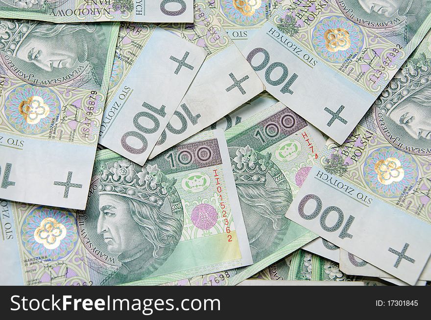 Texture background made of polish 100 zloty (PLN) banknotes. Texture background made of polish 100 zloty (PLN) banknotes