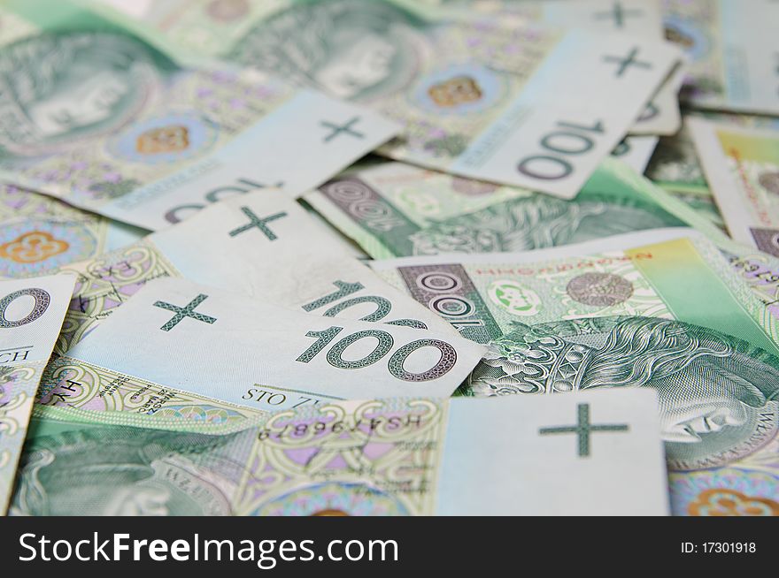 Abstract background made of polish banknotes