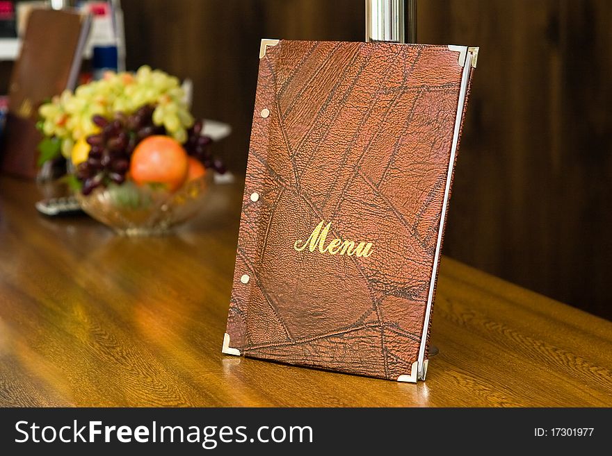 Menu residing on table in bar. Menu residing on table in bar