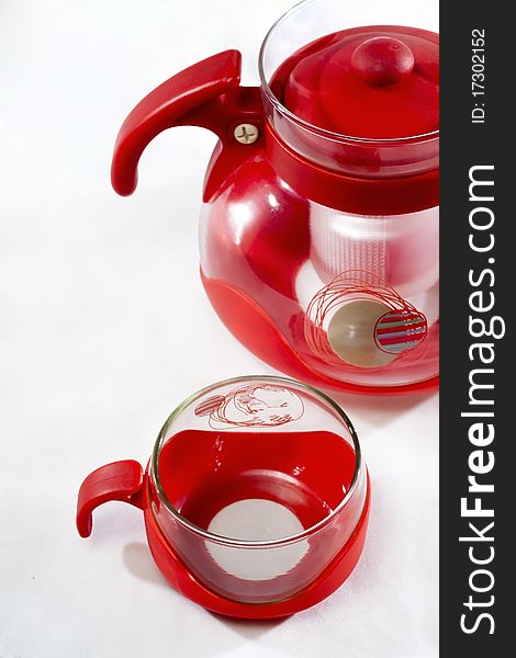 Glass Cup Red Handle