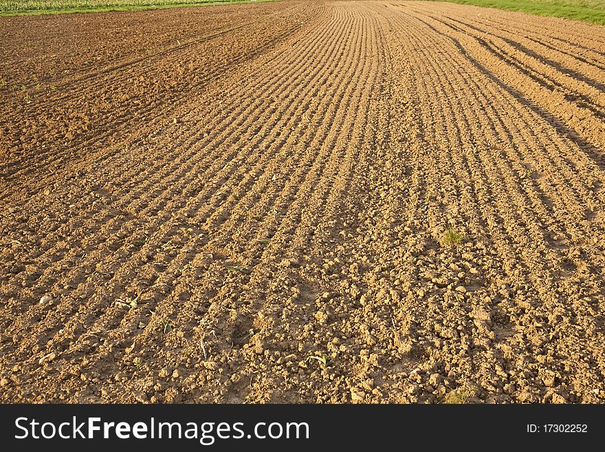 Background of newly plowed field