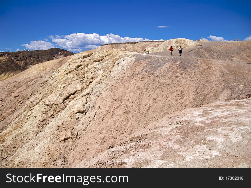 Hikers on Zabriskie Point trail, Death Valley National Park. Hikers on Zabriskie Point trail, Death Valley National Park