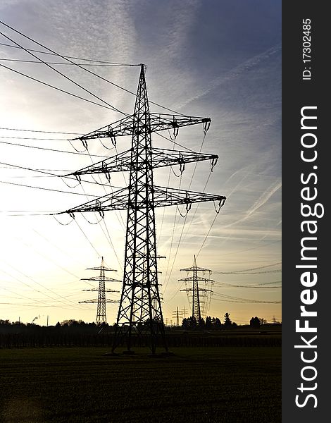 Electrical tower in beautiful landscape with sky. Electrical tower in beautiful landscape with sky