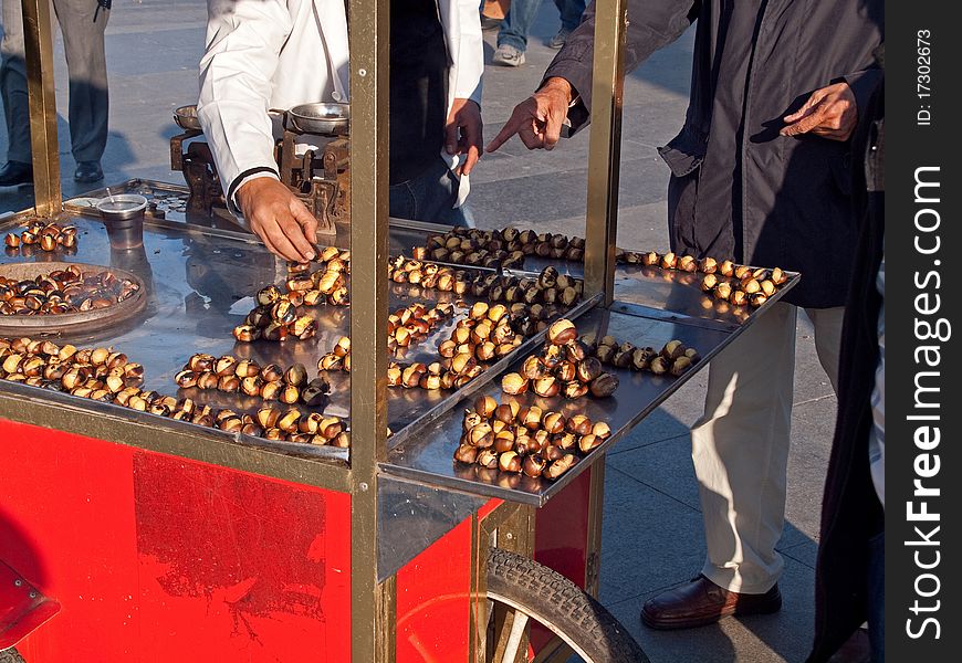 Chestnuts for sale at the Grand Bazaar in Istanbul.