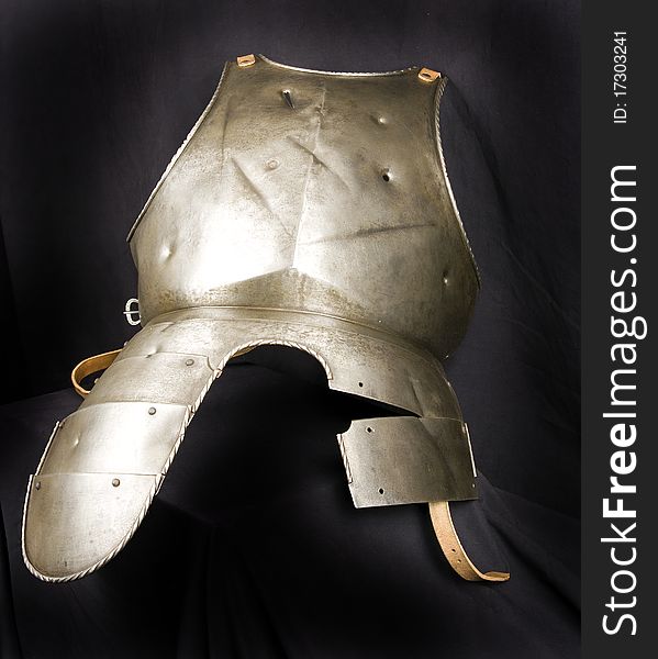 Armour of the medieval knight. Metal protection of the soldier against the weapon of the opponent