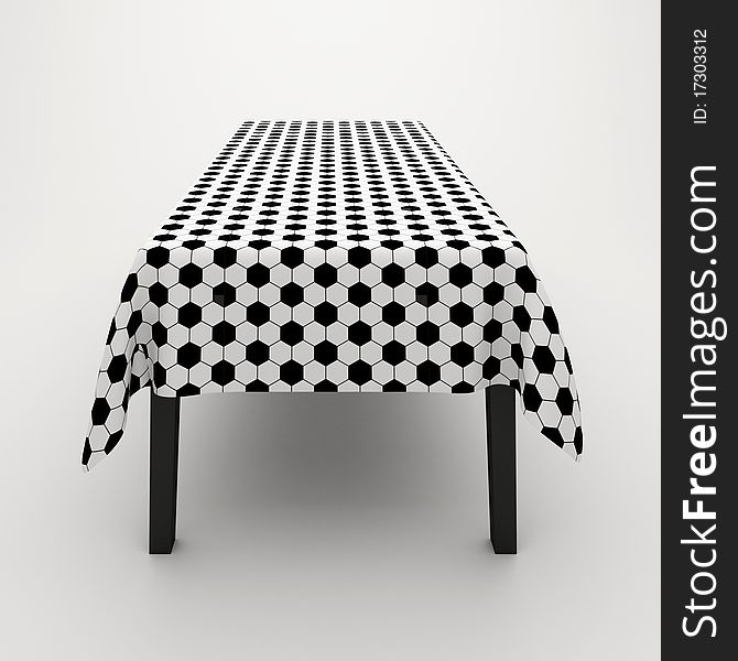 Table covered with a cloth on a white background