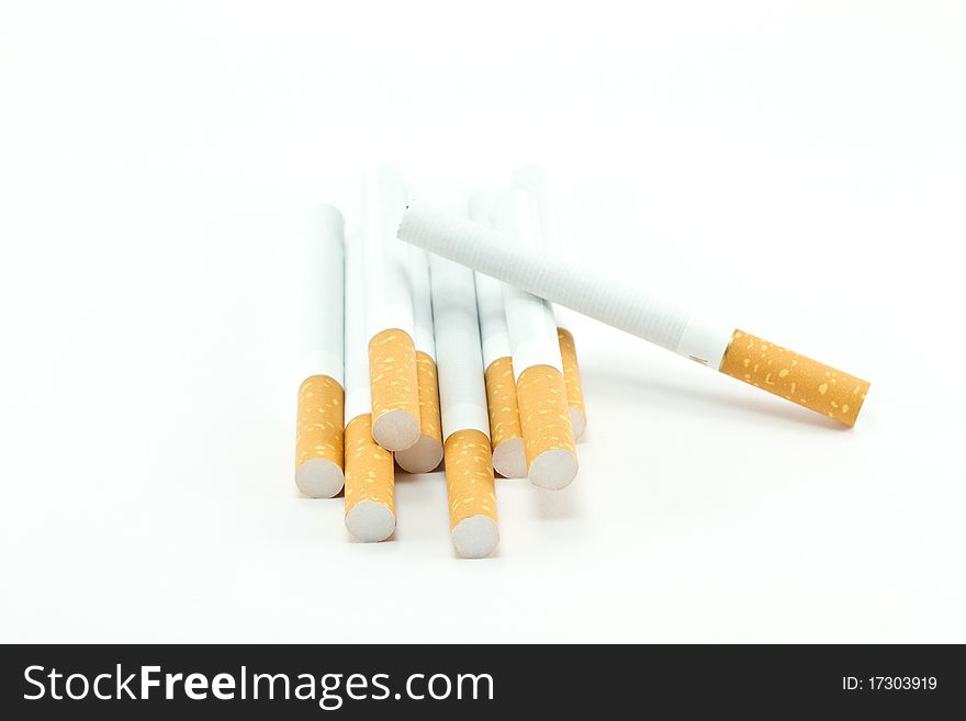 A bunch of cigarettes isolated on white